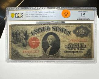 $1 1917 US NOTE PCGS GRADED CHOICE FINE 15