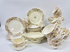 Fine Vintage Mount Clemens Pottery Mildred Floral PatternChina Place Setting Dishes PLATES SERVING DISHES AND CUPS
