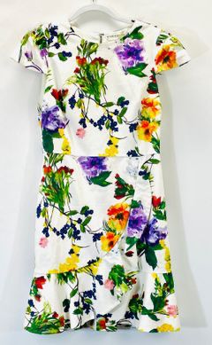 ALICE + OLIVIA KIRBY CAP SLEEVE FLORAL RUFFLE DRESS SIZE 10 HIGH END CLOTHING
