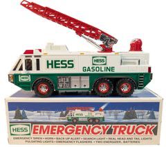 Vintage Hess 1996 Emergency Truck Toy with 360 Extending Ladder, Siren, and Real Head and Tail Lights in Original Packaging
