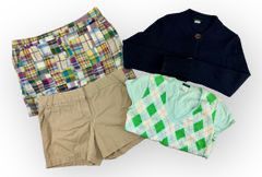J. CREW Lot! Classic Twill Chino Shorts Sz 12. Cotton Patchwork Skirt Sz 12. Cotton Argyle Knit Top Sz Medium. Navy Alpaca/Wool/Acrylic Blend Sweater Sz Medium
