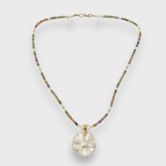Fine 14K Gold Pearl Pendant & Gemstone Necklace
