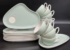Mid Century Modern MCM Fine Austrian China Tea Cups and Snack Plate Sets
