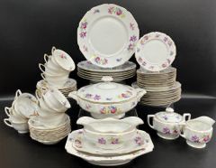 Fine H & Co Selb Bavaria Germany Heinrich Floral China Dinner Plates, Salad Plates, Desert Plates, Saucers, Tea Cups, Lidded Tureen, Gravy Boat, and More
