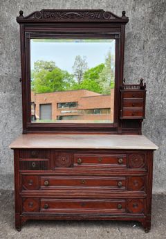 Antique Victorian Marble Top 7 Drawer Chest with Mirror Great form use with or with out mirror
