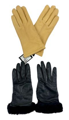 Two Pairs of Sz Medium Gloves. UGG Real Leather, Wool, And Cashmere Black Gloves. Genuine Deerskin Gloves, NWT
