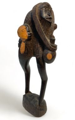 African Makonde Carved Ebony Wood Abstract Modernist Sculptural Figurine MCM
