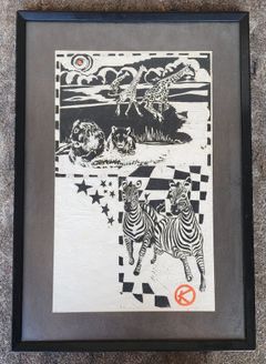 Original 1974 Pencil Signed Wildlife Animal Woodblock Print
