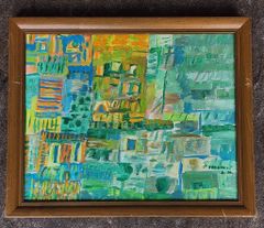 P Yoggerst Modern Abstract Acrylic Painting on Canvas Framed
