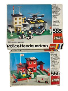 1975 LEGO Police Headquarters(585) and 1975 LEGO Hospital(555) Opened Box Sets
