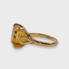 Fine 14K Yellow Gold Citrine Ladies Cocktail Ring Size 7.25
