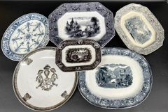 Antique Ironstone Transfer-ware Plates Lot
