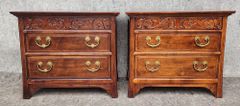 Pair Henredon NC Asian Style 2 Drawer Side Tables High Quality
