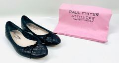 Paul Mayer Attitude Ballet Flats Black Made W Quilted Leather, Size 11B Made In Spain W/ Dust Bag Included
