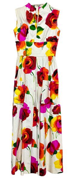 COCO CALIFORNIA Bright Floral Garden Party Maxi Dress with Big Pockets
