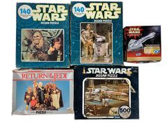 Vintage Star Wars Jigsaw Puzzles Including 1977 Kenner, 1977 General Mills Fun Group, 1983 Return of The Jedi 70 Piece Puzzle and Puzz3D Mini Episode 1 Gungan Sub
