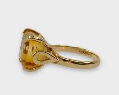 Fine 14K Yellow Gold Citrine Ladies Cocktail Ring Size 7.25