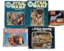 Vintage Star Wars Jigsaw Puzzles Including 1977 Kenner, 1977 General Mills Fun Group, 1983 Return of The Jedi 70 Piece Puzzle and Puzz3D Mini Episode 1 Gungan Sub