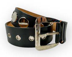 CELINE Wide Black Silver Studded Belt