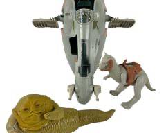 1981 Kenner Slave 1 Boba Fetts Space Ship, 1983 Star Wars Jabba The Hutt, and 1979 Star Wars Taun Taun Action Figure