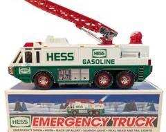 Vintage Hess 1996 Emergency Truck Toy with 360 Extending Ladder, Siren, and Real Head and Tail Lights in Original Packaging