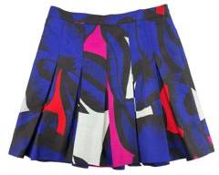 DIANE VON FURSTENBERG Purple/Black/White/Red/Pink Graphic Pleated Skirt, SZ 10