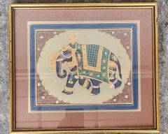 Indian Mughal Original Painting of Figural Elephant Framed