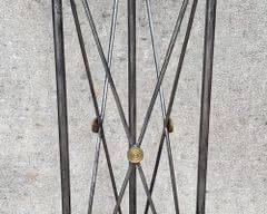 Fantastic Lion Head Paw Foot Directoire Style Tall Decorative Stand Iron and Wood Iron Brass Wood and Leather