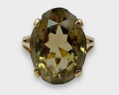 Fine 14K Yellow Gold Smoky Topaz Cocktail Ring Size 6.75