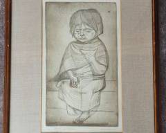 Irving Amen Pencil Signed Etching Nina of Toluca 42/200 Gilt Framed