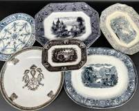 Antique Ironstone Transfer-ware Plates Lot