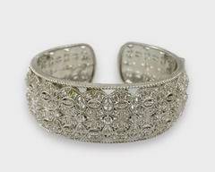 Fine Judith Ripka Sterling Silver & CZ Cuff Bracelet