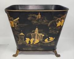 Lovely Vintage Chinoiserie Hand painted Tole Planter Footed Large
