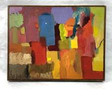Original Bob Hunt Abstract Painting, Acrylic on Canvas, 1966 Mid Century Modern MCM