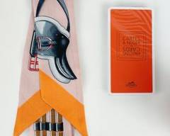 Authentic Hermes Paris 100% Silk Twilly Jumping Scarf & Hermes Scarf Knotting Cards For Styling