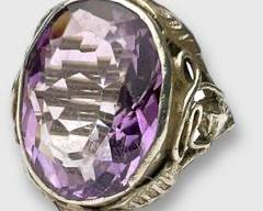 Vintage Sterling Silver Amethyst Ring. Sz 4, sizable.