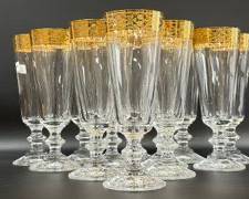 Vintage CRYSTAL GOLD RIM FANCY CHAMPAGNE FLUTES