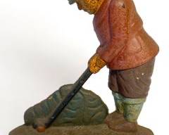 Antique Cast Iron Golfer Putting with Orignal Paint Door Stop