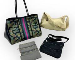 MORRIS MOSKOWITZ Cream Leather Handbag. PRENELOVE Neoprene Gym Tote. Black LESPORTSAC Crossbody. Grey LESPORTSAC Satchel without Strap