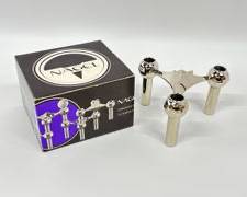 NAGEL MCM Mid Century Modern 5047 WESSING WEST GERMAN MODERNIST POLISHED CHROME TRI- CANDLE STICK HOLDER