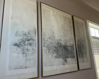Beautiful three piece drawing with gold frame
