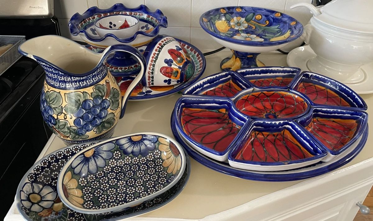 Beautiful hand-painted serving pieces.