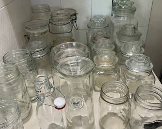 Assorted jars and bottles.