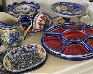 Beautiful hand-painted serving pieces.