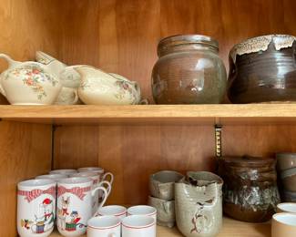 Assorted pottery and china - many Sake sets.
