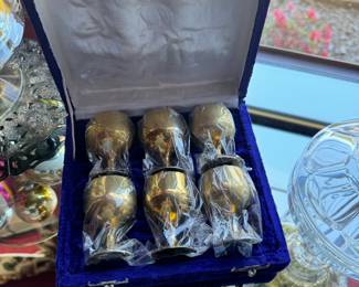 Set of Brass Goblets in Velvet Case