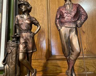 1993 Austin Productions Golf Outing Alice Heath Woman Statue Sculpture 15"Tall & Vintage Austin Sculpture Country Club Golfer- Daniel- Golf Statue