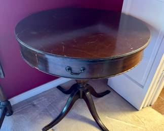 Antique Vintage Drum Side Table,  Duncan Phyfe Style