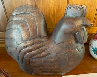 Carved wooden rooster 