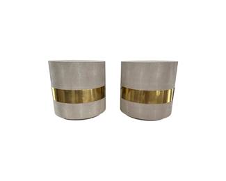 Faux Shagreen Side Tables, Pair
